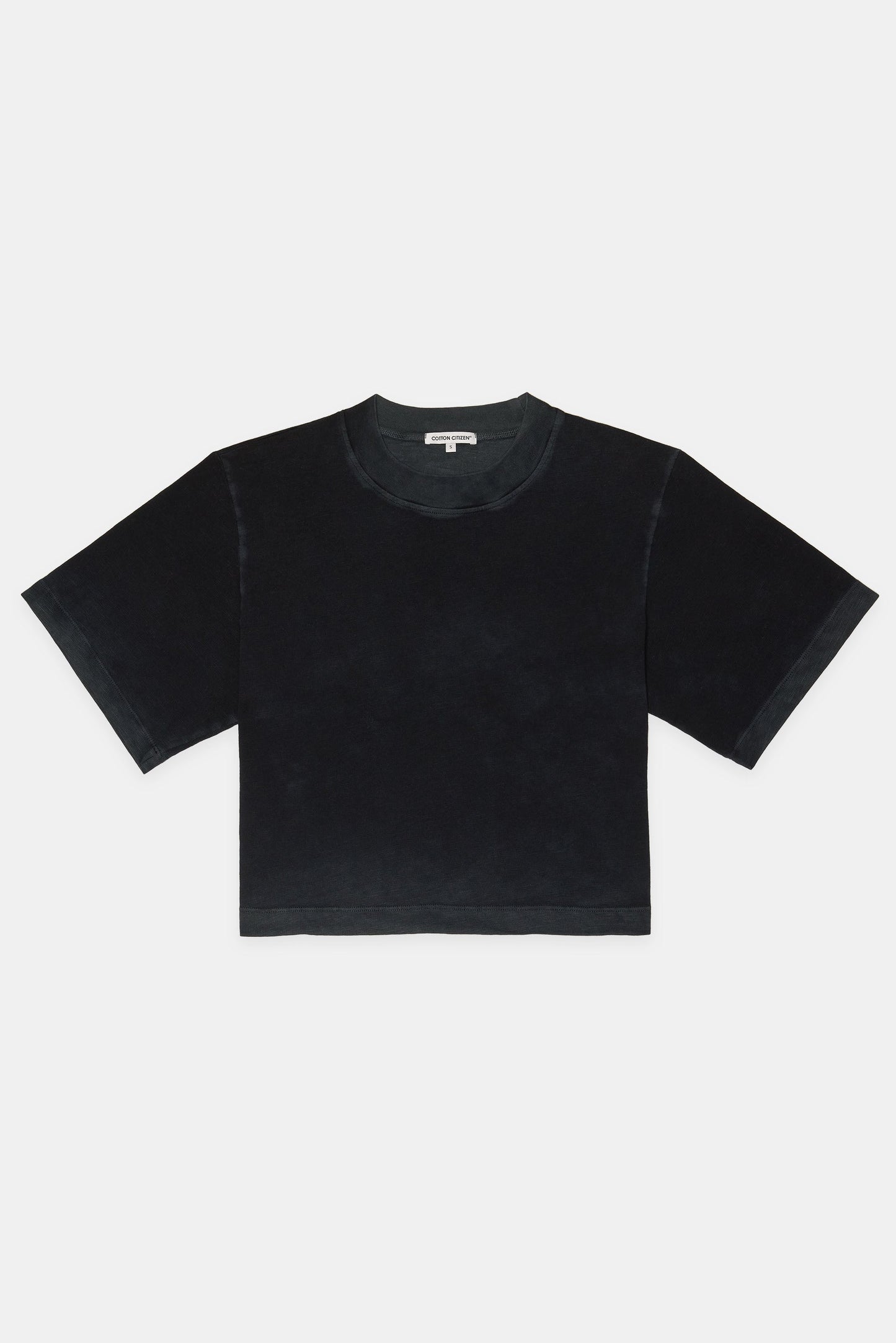 Crew Neck Cotton Crop Tee with Relaxed Fit