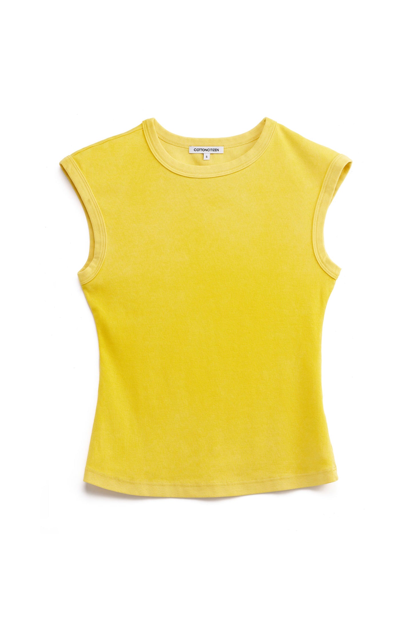 Cropped Muscle Tee with Crew Neck and Cap Sleeves