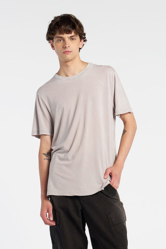 Crew Neck Supima Cotton Tee with Vintage Wash and Binding Detail