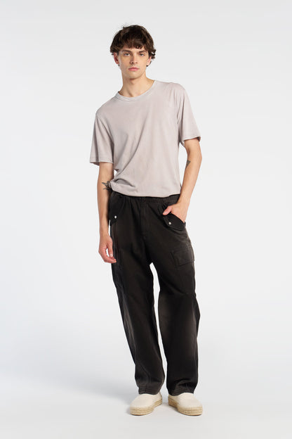 Crew Neck Supima Cotton Tee with Vintage Wash and Binding Detail