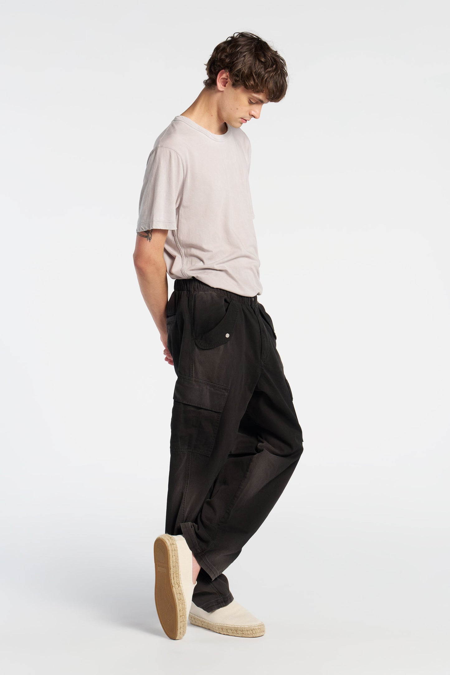 Crew Neck Supima Cotton Tee with Vintage Wash and Binding Detail
