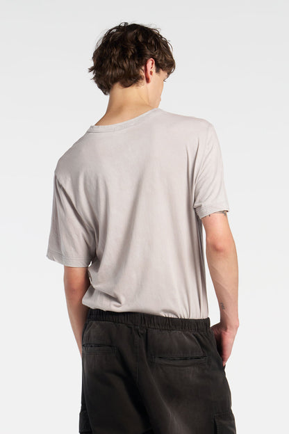 Crew Neck Supima Cotton Tee with Vintage Wash and Binding Detail