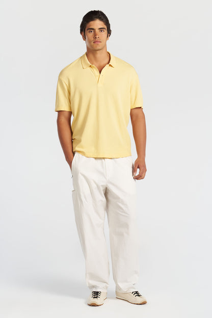 Cotton Pique Polo Tee with Engineered Collar and Relaxed Fit
