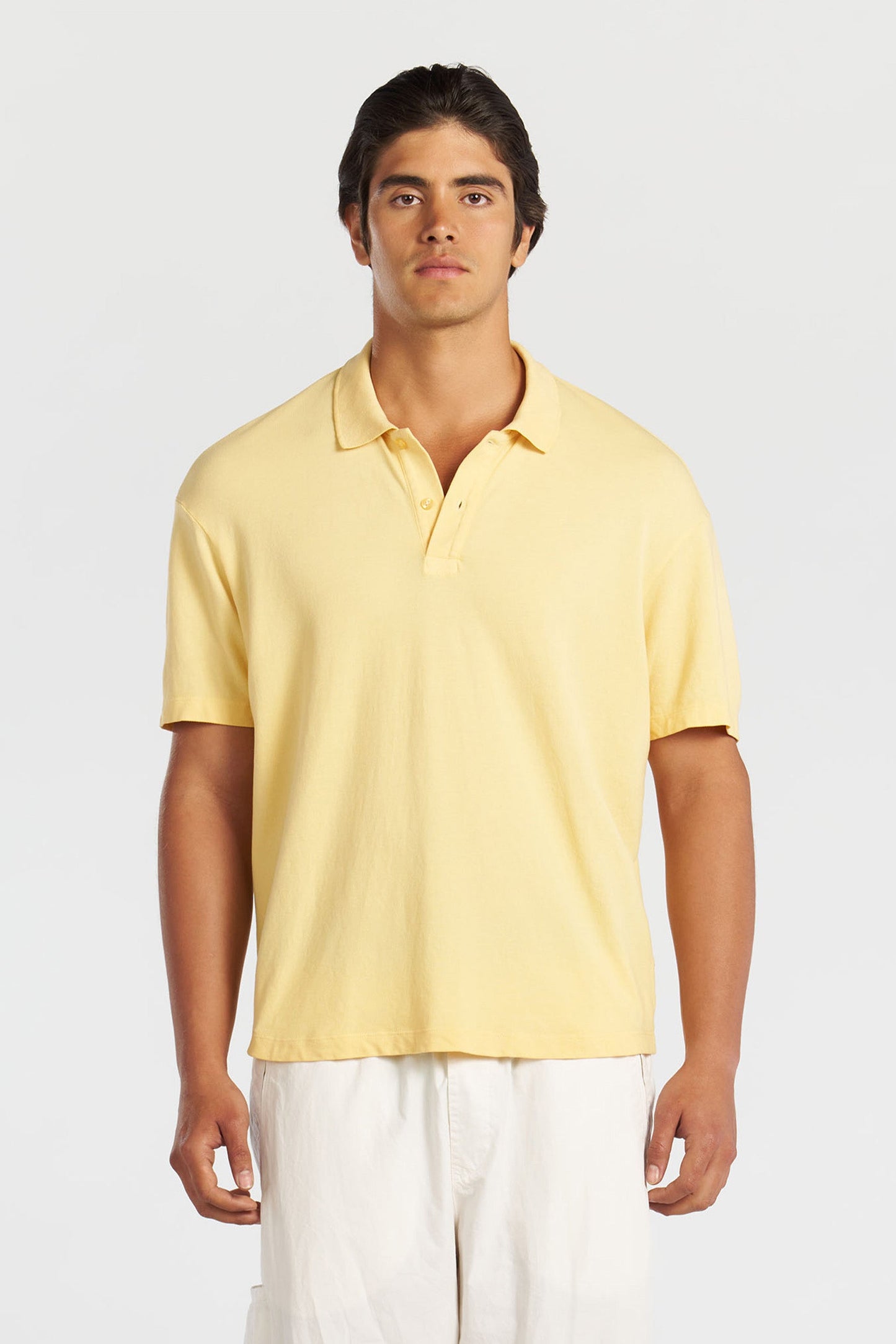 Cotton Pique Polo Tee with Engineered Collar and Relaxed Fit