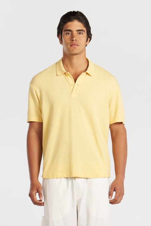 Cotton Pique Polo Tee with Engineered Collar and Relaxed Fit