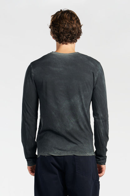 Crew Neck Long Sleeve Supima Cotton Shirt with Vintage Wash