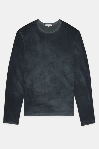 Crew Neck Long Sleeve Supima Cotton Shirt with Vintage Wash