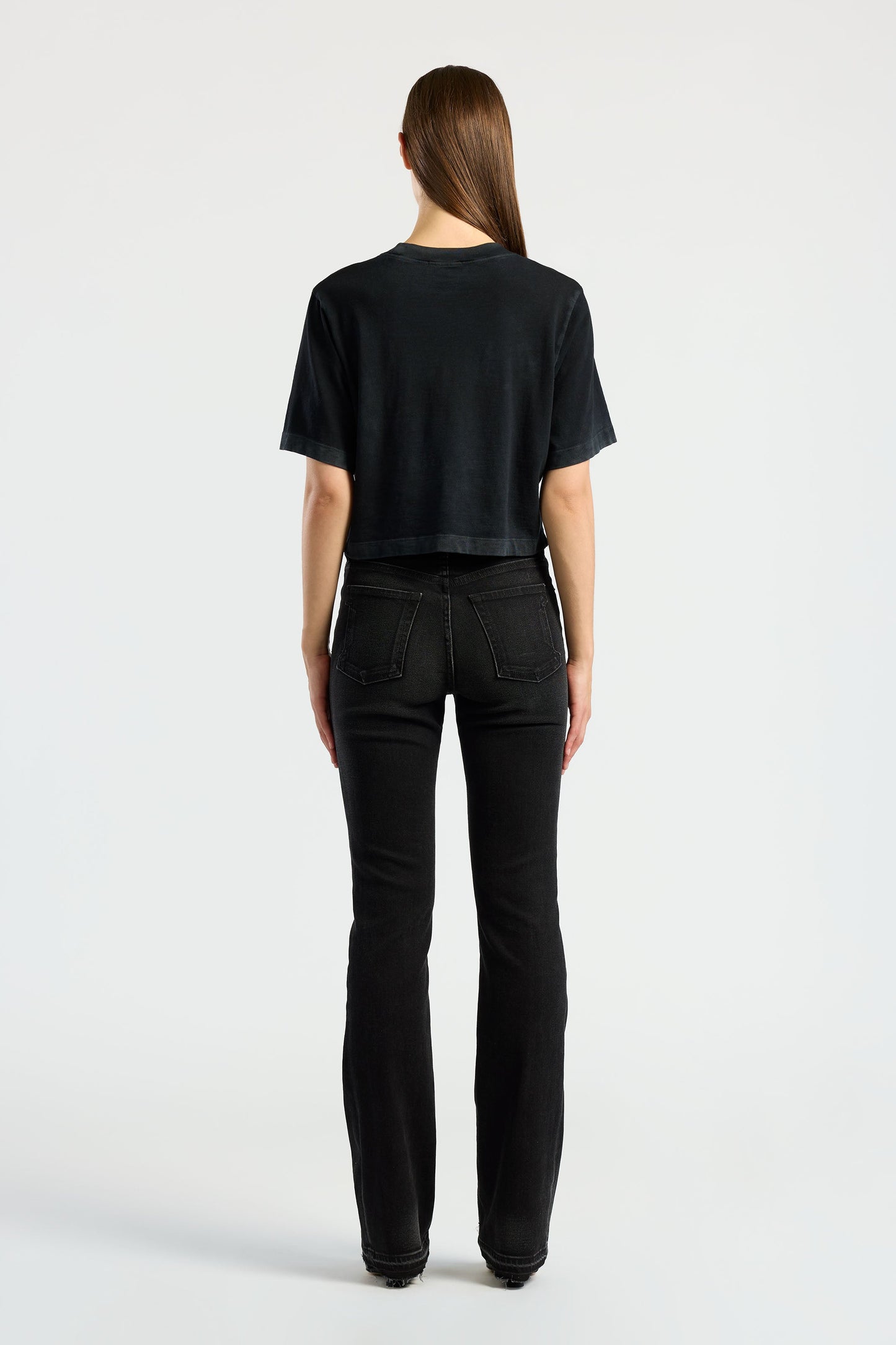 Crew Neck Cotton Crop Tee with Relaxed Fit