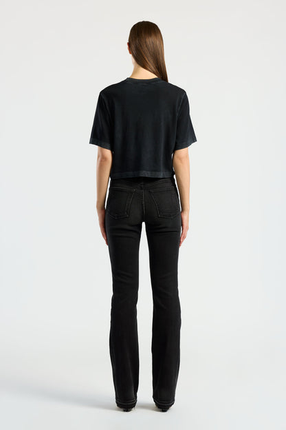 Crew Neck Cotton Crop Tee with Relaxed Fit