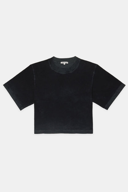 Crew Neck Cotton Crop Tee with Relaxed Fit