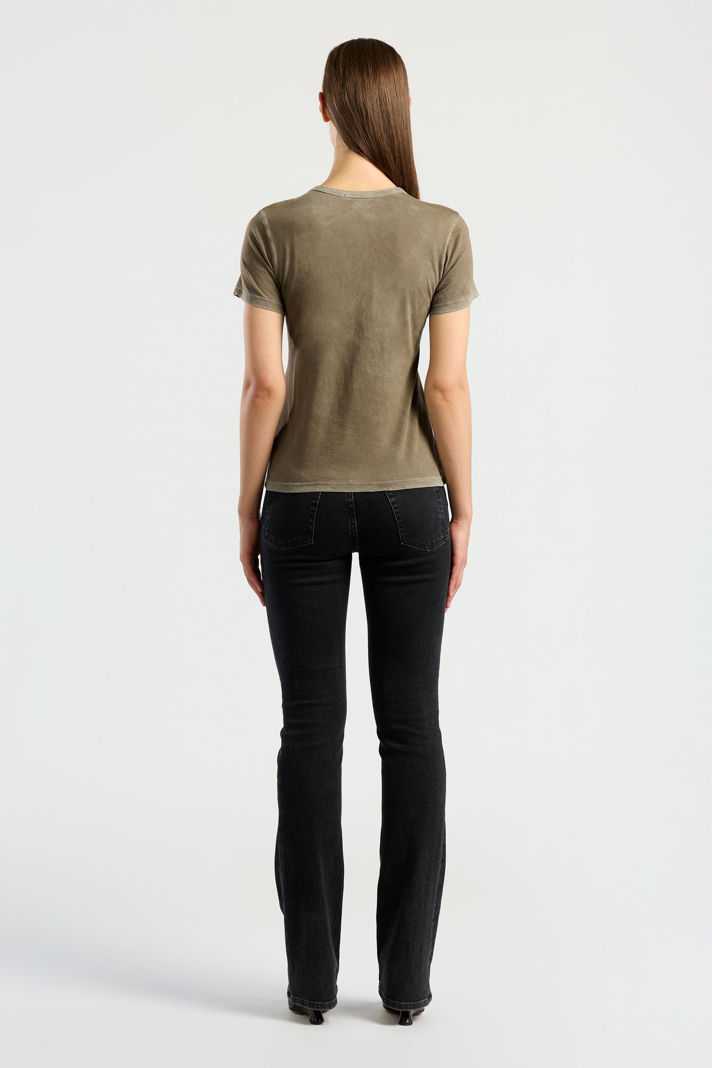 Crew Neck Supima Cotton T Shirt with Clean Finish Hem