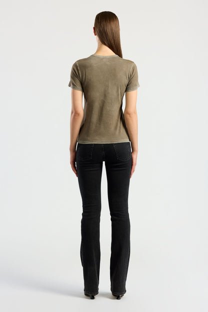 Crew Neck Supima Cotton T Shirt with Clean Finish Hem