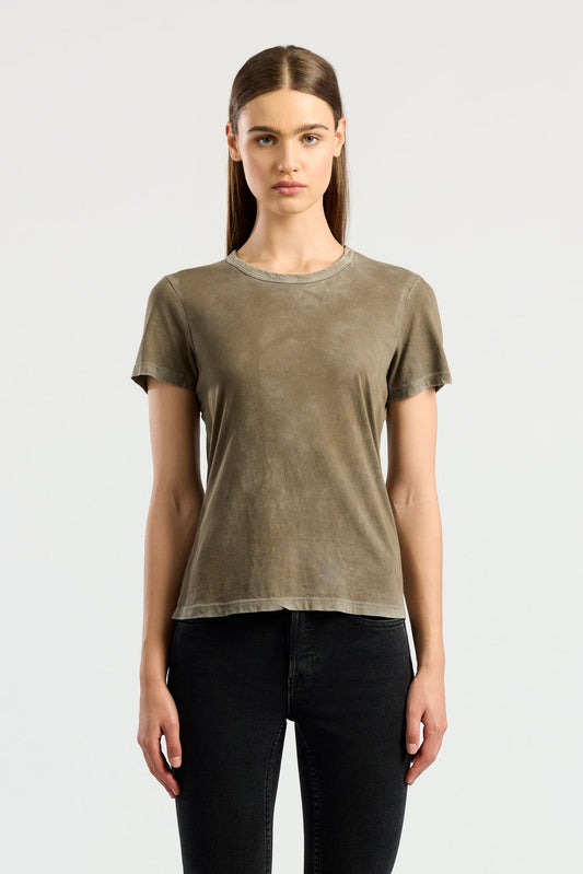 Crew Neck Supima Cotton T Shirt with Clean Finish Hem